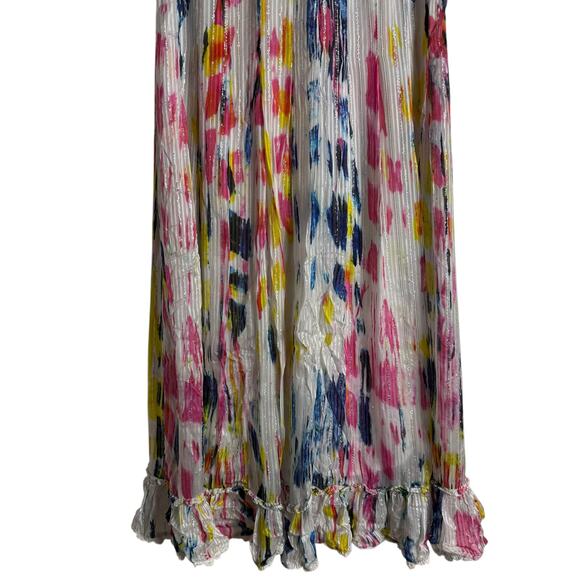 Hemant & Nandita Jorah Multicolor Tie Dye Print V-Neck Puff Sleeve Midi Dress XS - Picture 16 of 16